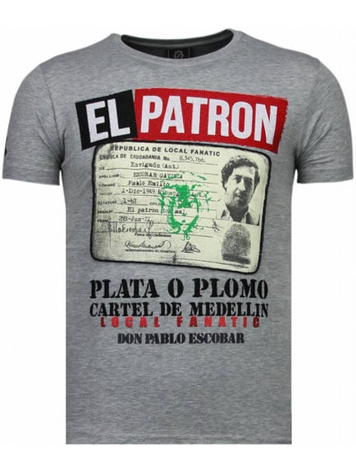 Local Fanatic El patron narcos billionaire rhinestone t-shirt - Image 1