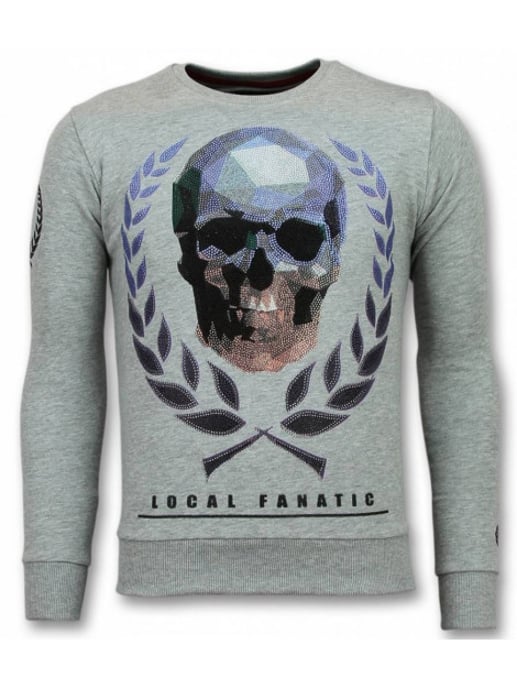 Local Fanatic Doodskop trui skull rhinestone sweater - Image 1