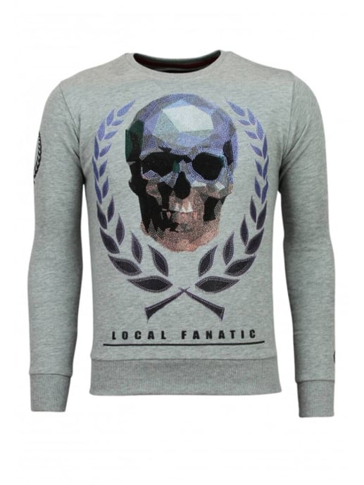 Local Fanatic Doodskop trui skull rhinestone sweater - Image 4