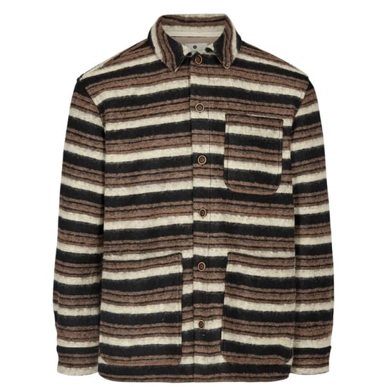 Anerkjendt Akotto wool stripe overshirt chocolate brown - Image 1