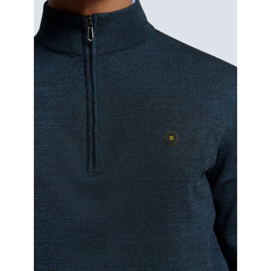 No Excess Pullover half zip 2 coloured melang navy - Image 3