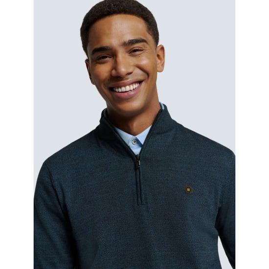 No Excess Pullover half zip 2 coloured melang navy - Image 4