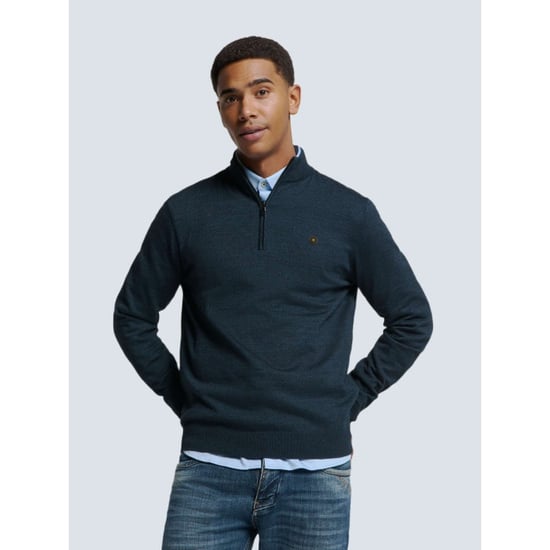No Excess Pullover half zip 2 coloured melang navy - Image 6