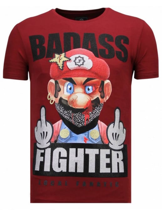Local Fanatic Fight club mario rhinestone t-shirt - Image 1