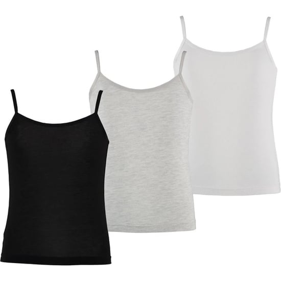 Apollo Meisjes bamboe singlet hemden 3-pack zwart grijs wit spaghettibandjes onderhemd - Image 1