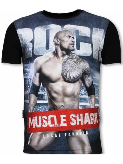 Local Fanatic Muscle shark rock digital rhinestone t-shirt - Image 1