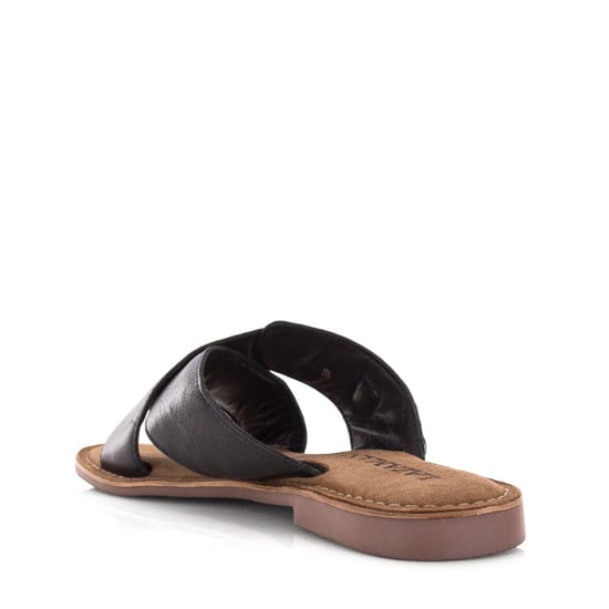 Lazamani Leren mules black met gekruiste banden platte sandalen dames - Image 3