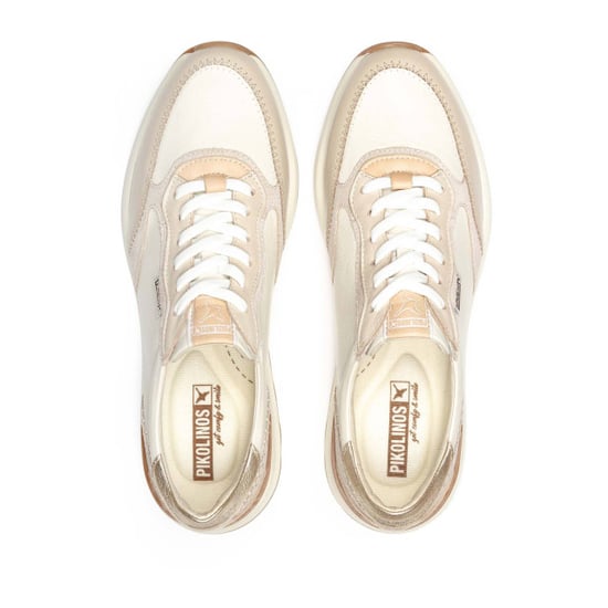 Pikolinos Dames Beige Leren Veterschoenen Sneakers - Arrecife - Image 2