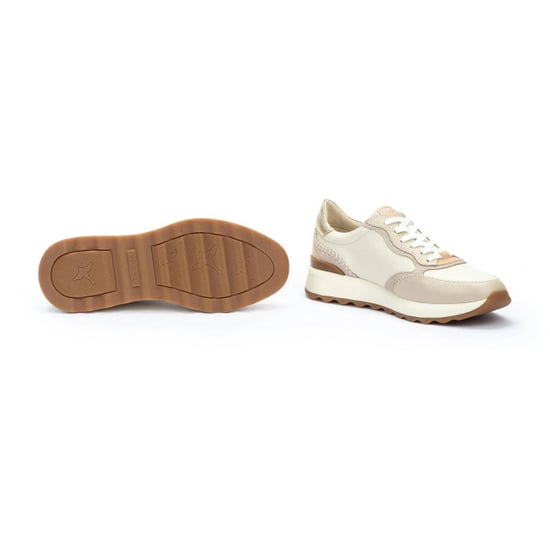 Pikolinos Dames Beige Leren Veterschoenen Sneakers - Arrecife - Image 3