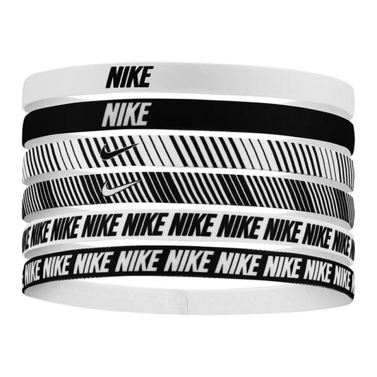 Nike Gedrukt Flex Classic Haarband (Verpakking van 6) (Wit/Zwart) - Image 1