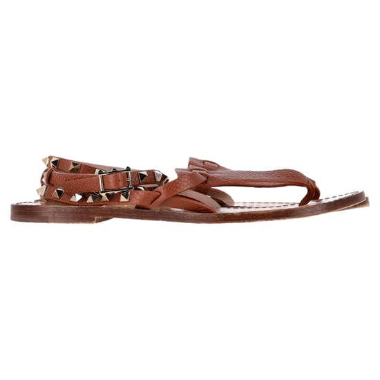 Valentino Garavani Rockstud T-Strap Lågskor i Brunt Läder - Image 1