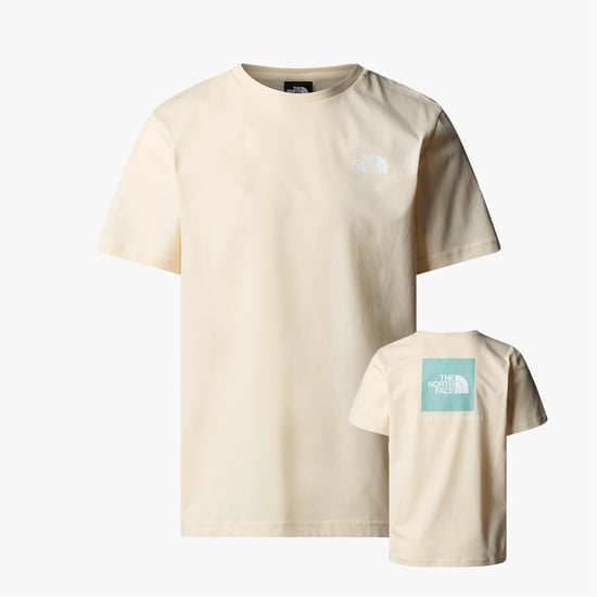The North Face Men’s Short Sleeve Redbox T-Shirt in White Dune/Muted Pine - Image 1