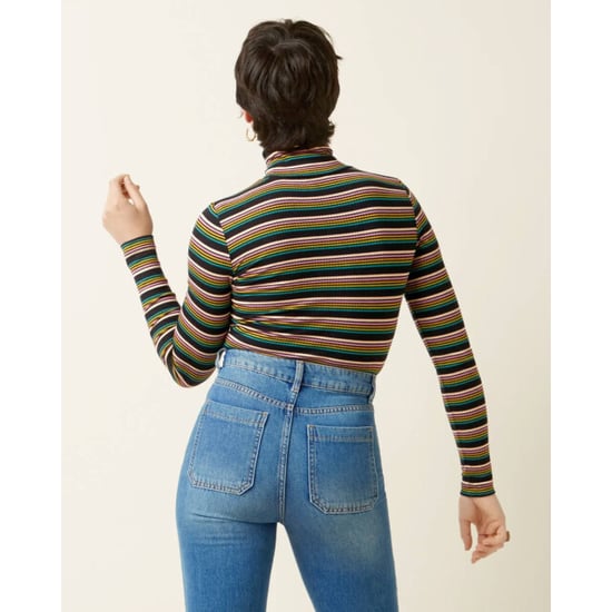 King Louie 10120 rollneck top frostine stripe 261 woodbine green - Image 3