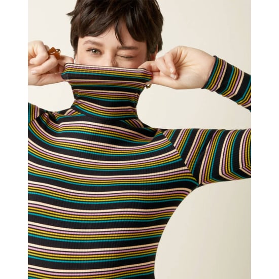 King Louie 10120 rollneck top frostine stripe 261 woodbine green - Image 4