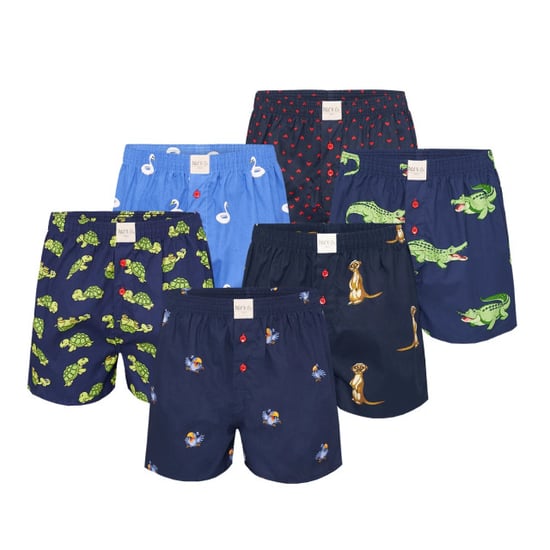 Phil & Co Geweven wijde boxershorts heren 6-pack multipack met print - Image 1