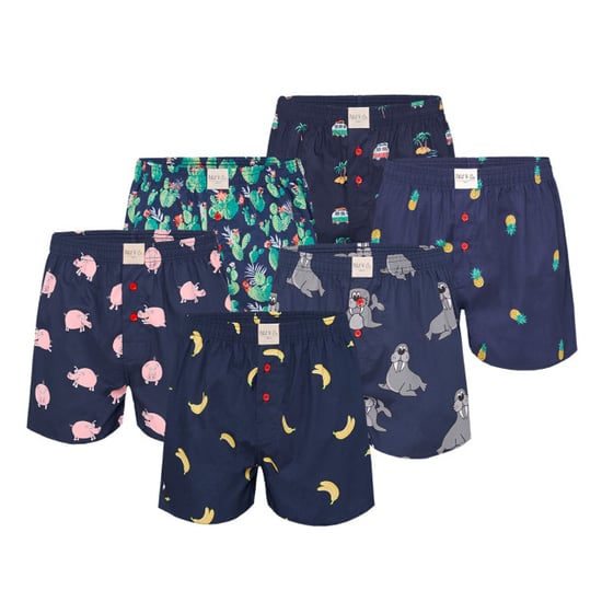 Phil & Co Geweven wijde boxershorts heren 6-pack pack met print - Image 1