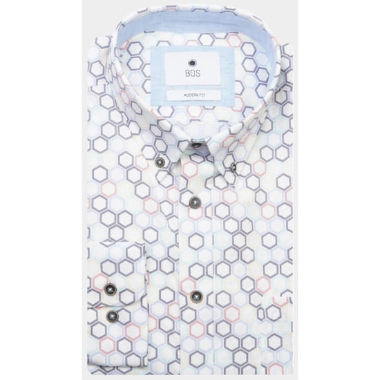 Bos Bright Blue Casual hemd lange mouw blade print shirt ls 24107bl20bo/500 color - Image 1
