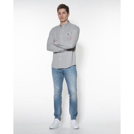 Men's Ralph Lauren Embroidered Button Down Collar Long Sleeve Shirt in Andover Heather - Image 2