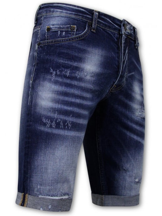 Local Fanatic Blue ripped shorts slim fit - Image 3