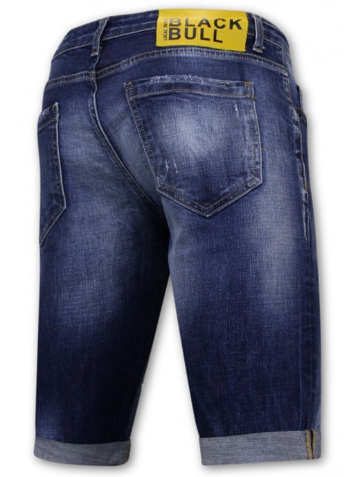 Local Fanatic Blue ripped shorts slim fit - Image 4