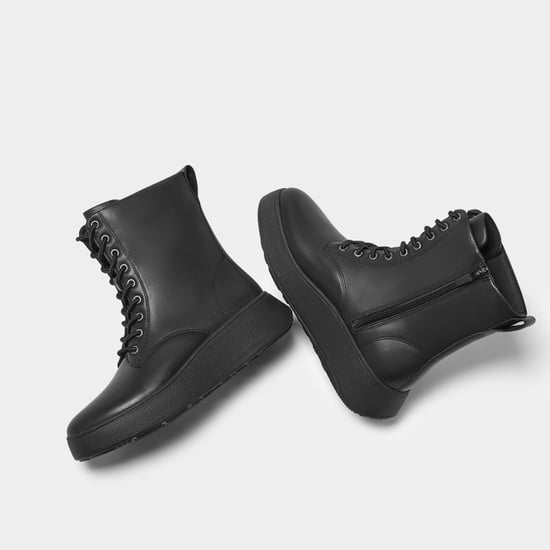 FitFlop F-mode leather lace-up flatform ankle boots - Image 2