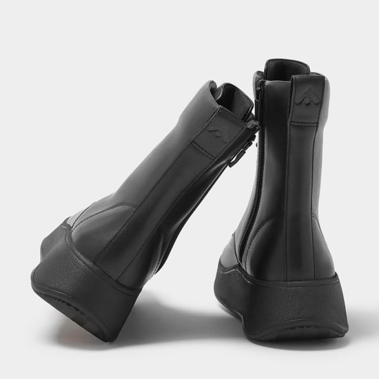 FitFlop F-mode leather lace-up flatform ankle boots - Image 3