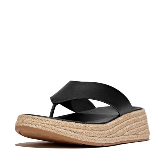 FitFlop F-mode espadrille leather flatform t/post sandals - Image 1