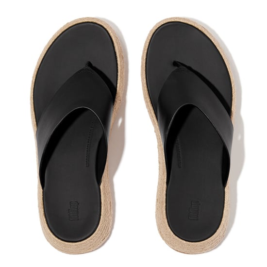 FitFlop F-mode espadrille leather flatform t/post sandals - Image 4