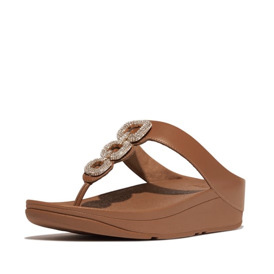 FitFlop Fino crystal-chain leather toe-post sandals - Image 3