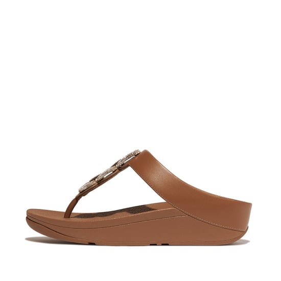 FitFlop Fino crystal-chain leather toe-post sandals - Image 4