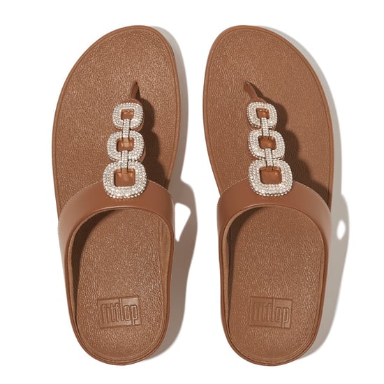 FitFlop Fino crystal-chain leather toe-post sandals - Image 5