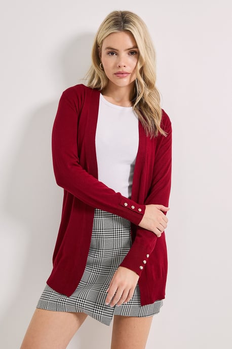 Berry Longline Button Cuff Cardigan - Image 1