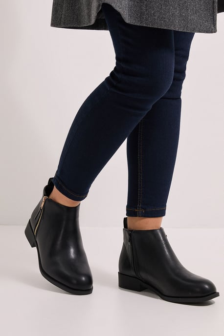 Maddy Side Zip Flat Ankle Boots - Image 1