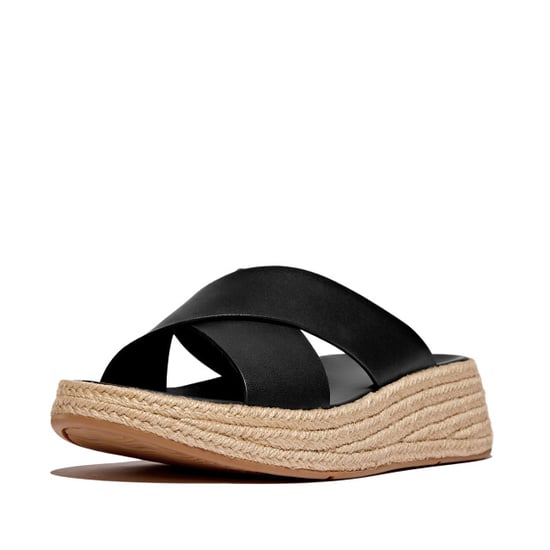 FitFlop F-mode espadrille leather flatform cross slides - Image 3