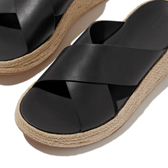FitFlop F-mode espadrille leather flatform cross slides - Image 4