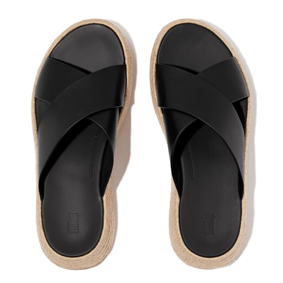 FitFlop F-mode espadrille leather flatform cross slides - Image 5