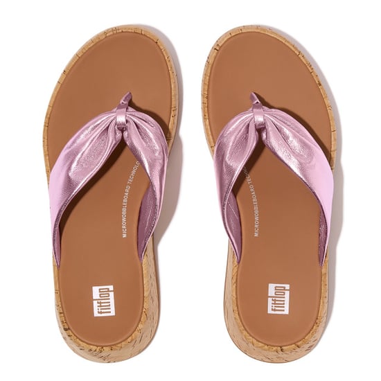 FitFlop F-mode leather-twist flatform toe-thongs (cork) - Image 5