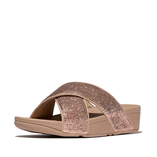 FitFlop Lulu crinkled-shimmer cross slides - Image 1