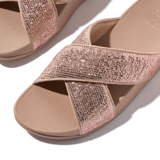 FitFlop Lulu crinkled-shimmer cross slides - Image 3