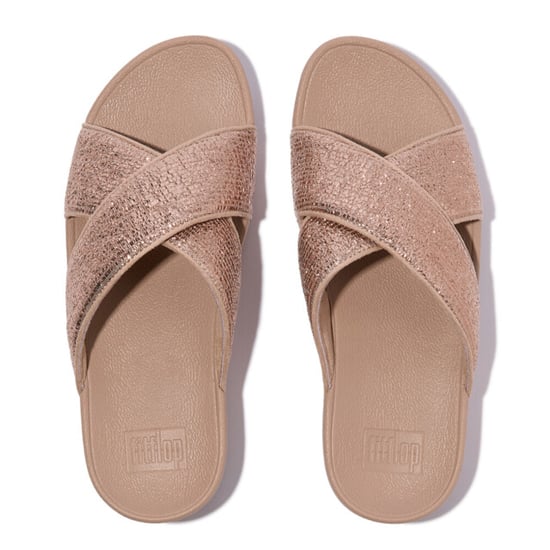 FitFlop Lulu crinkled-shimmer cross slides - Image 5