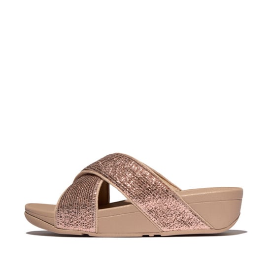 FitFlop Lulu crinkled-shimmer cross slides - Image 6