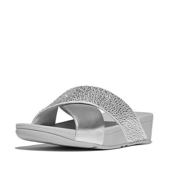 FitFlop Lulu crystal-mix metallic cross slides - Image 2