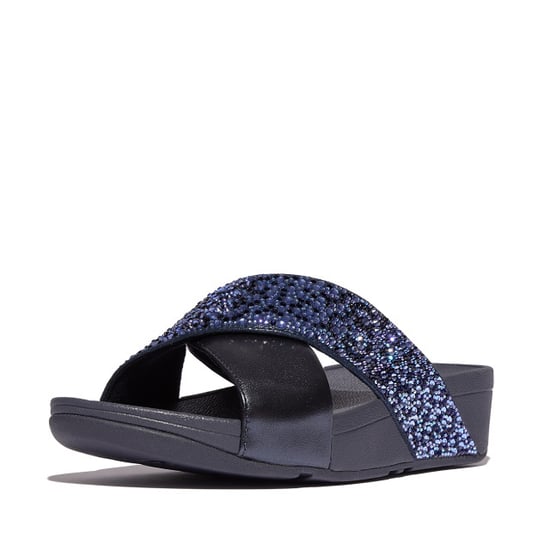 FitFlop Lulu crystal-mix metallic cross slides - Image 1