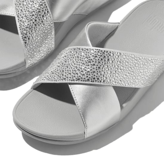 FitFlop Lulu crystal-mix metallic cross slides - Image 3