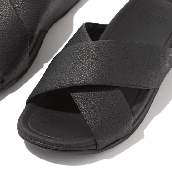 FitFlop Surfer mens tumbled-leather cross slides - Image 2