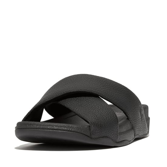 FitFlop Surfer mens tumbled-leather cross slides - Image 3