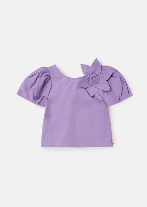 Roxie Purple Corsage Woven Top - Image 1