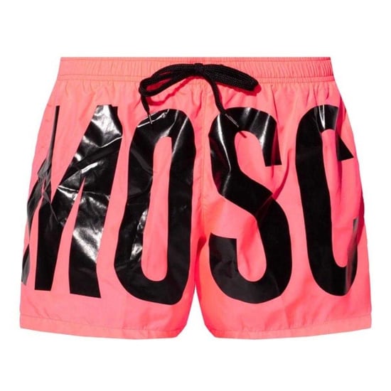 Moschino Heren Logo Polyester Zwemshorts (Felroze) - Image 1