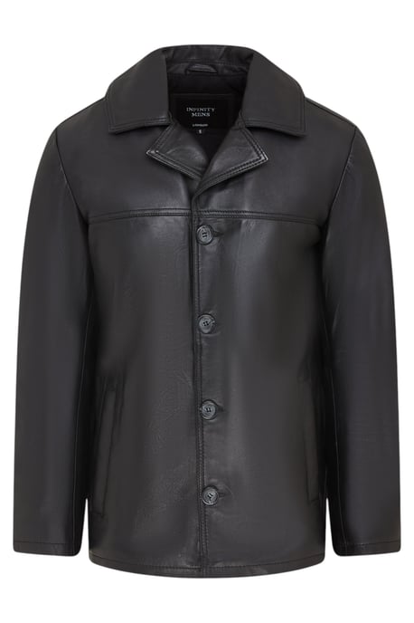 Zwarte Italiaanse leren blazer met 4 knopen voor heren - Loxton - Image 1