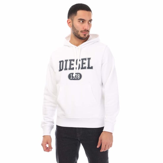 Men's Diesel S-Ginn 1-B Hoodie in White - Image 1